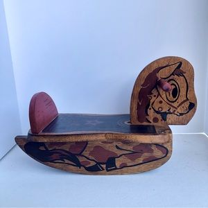 Vintage Wooden Rocking Horse by DEKTO 1950s STAR SADDLE